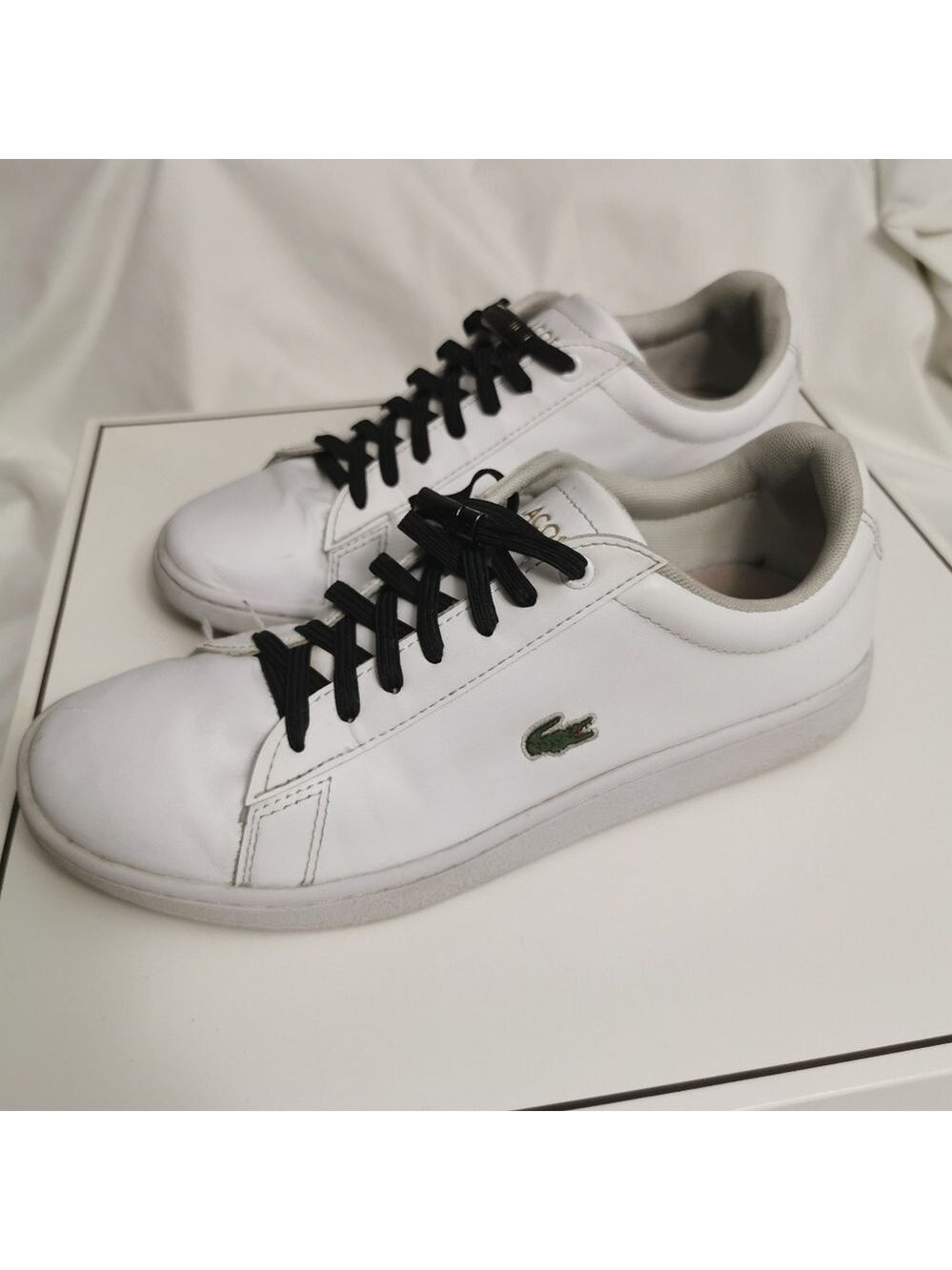 Lacoste White Leather Court Sneakers Gold Logo Women's US 7 - Picture 5 of 14